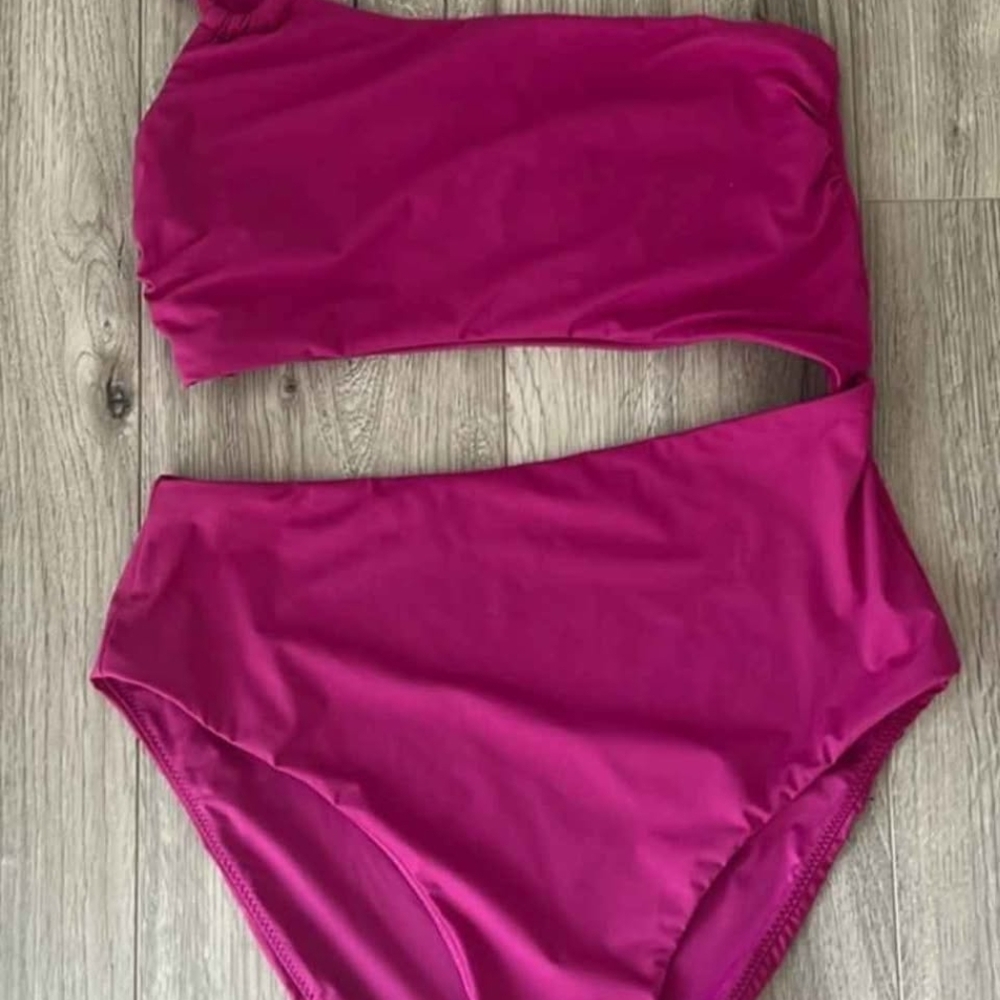 Knix One-Shoulder Fuchsia One Piece - Picture 3 of 3
